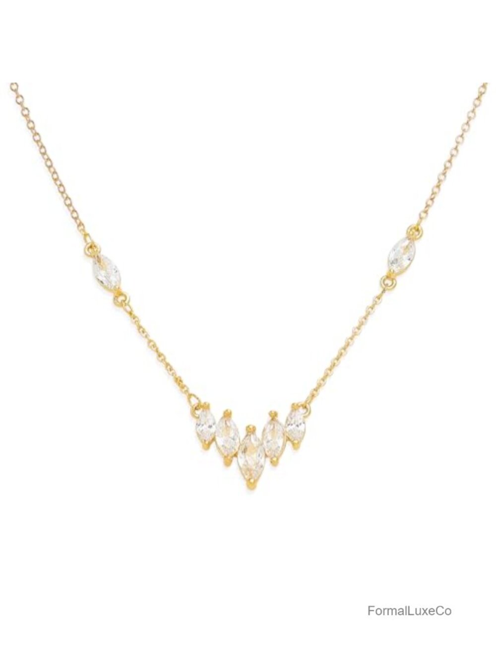 Sparkly Rhinestone Pendant Necklace - Dainty Cubic Zirconia Choker, Adjustable